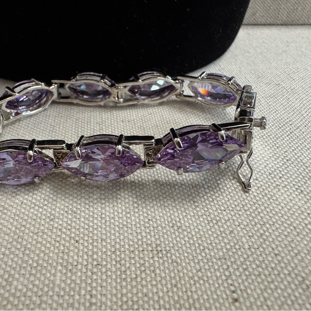Sterling 925  Silver light Amethyst color marquis cut Gemstone Bracelet